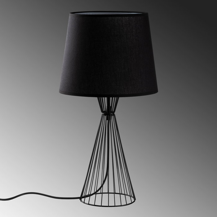 Opviq Telıs - 5371 Lámpara de Mesa con Cuerpo Metálico y Pantalla de Tela Negra